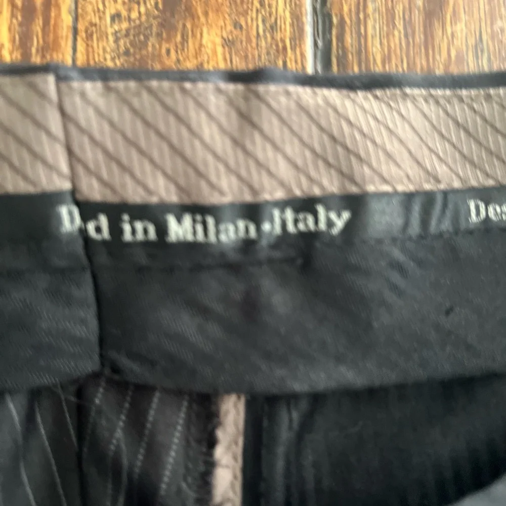 Marc Tulio Made in Italy 🇮🇹 Stylish Men’s Black Pinstripe Pants Sz 34